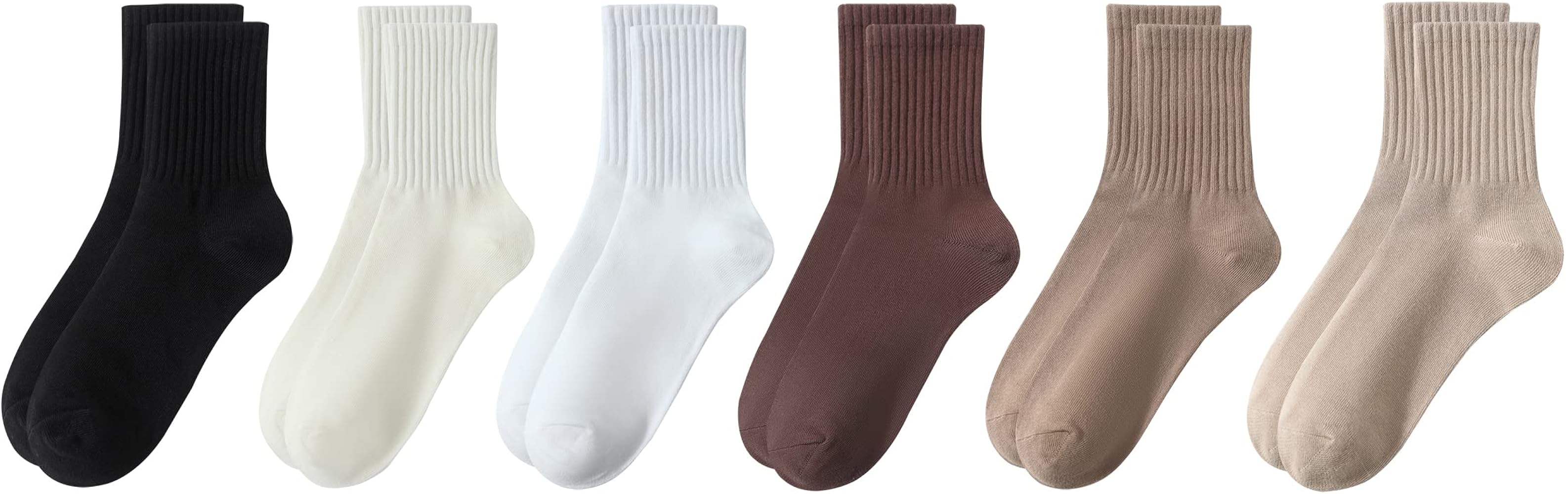VWU Women Crew Socks Cotton Dress Socks Ankle Neutral Casual Daily Wear Gilr Lady Solid Color Quarter Socks SIze 5-9/9-12