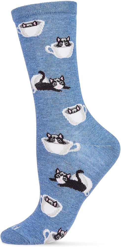 MeMoi Cup o' Cats Rayan Blend Crew Socks