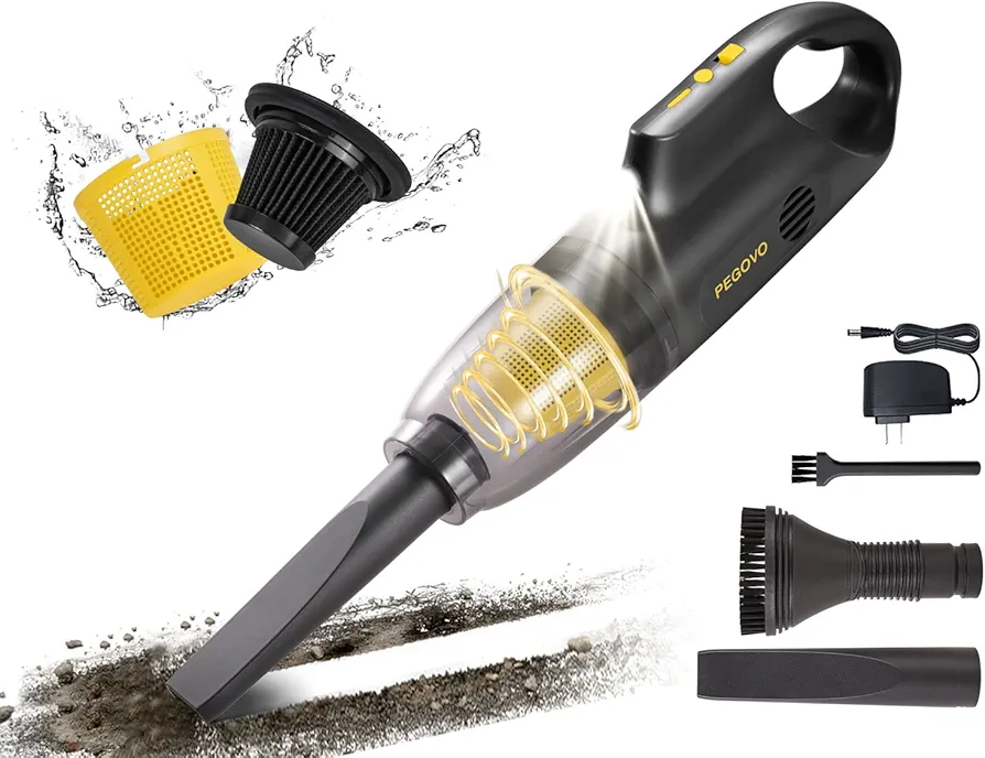 Hand Held Vacuuming Cordless Rechargeable-10K PA Strong Suction Car Vacuum Cordless Rechargeable,Handheld Vacuum Cordless Car Vacuum Cleaner with 360 Degree Rotation Pet Brush，2 Filters