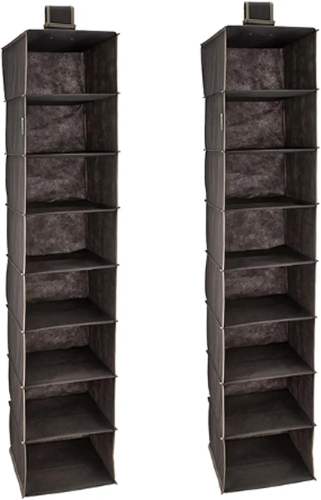 ClosetMaid 3145400 8 Shelf Cubby Wire Frame Hanging Closet Nonwoven Fabric Bedroom Bathroom Kitchen Garage Storage Organizer, Brown (2 Pack)