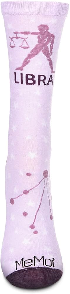MeMoi Women's Libra Zodiac Sign Crew Socks