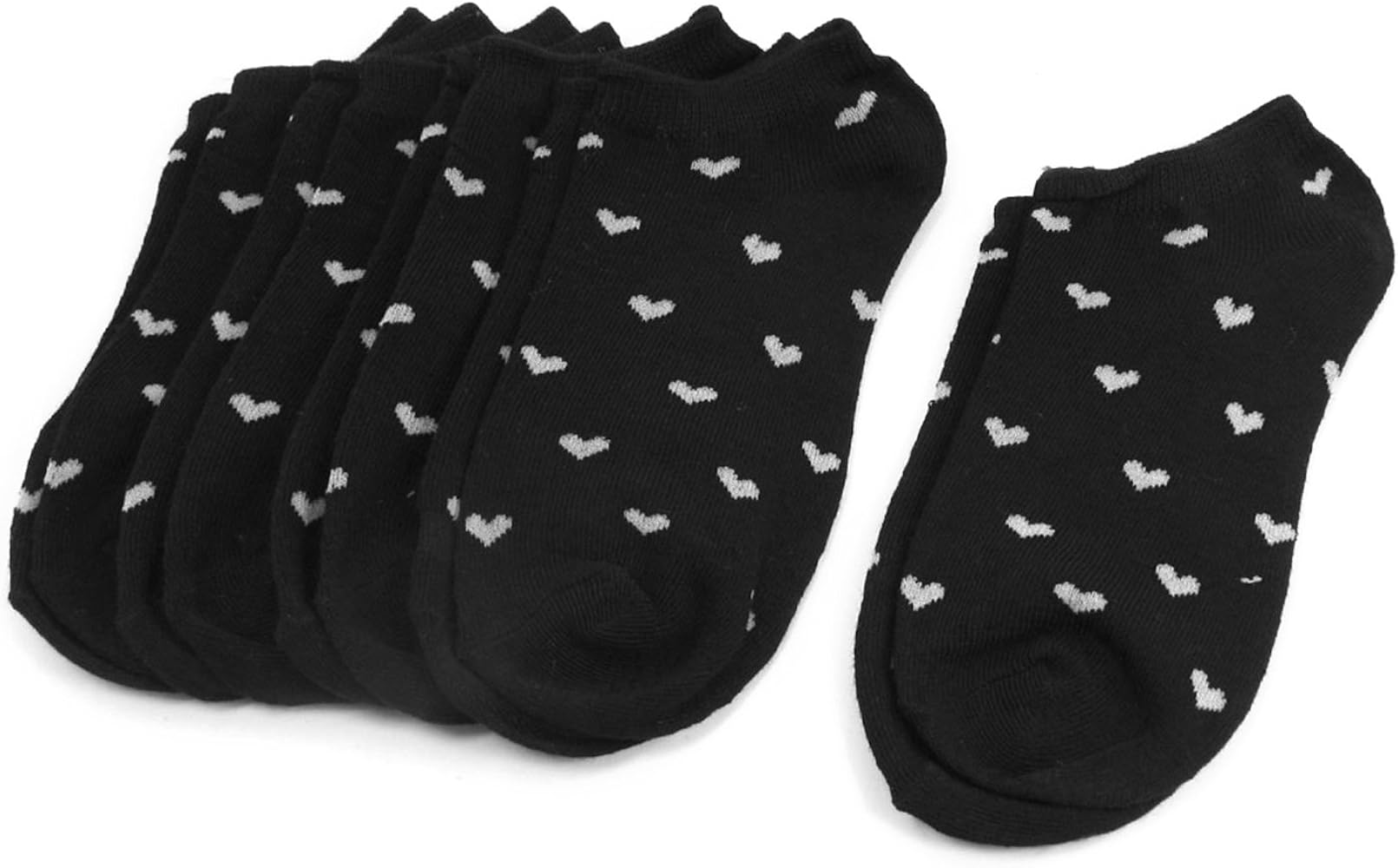 uxcell Unisex Heart Pattern Stretch Casual Sports Ankle Socks 5 Pairs One Size Black
