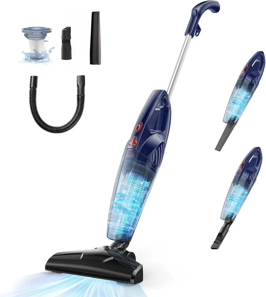 Corded Vacuum Cleaner, Stick Lightweight Bagless Vacuum with 20kPa Powerful Suction & 0.9QT Dust Cup and 16ft Power Cord, 5-in-1 Handheld Upright Vacuum Cleaner for Home, Multi-Surfaces & Pet Hair