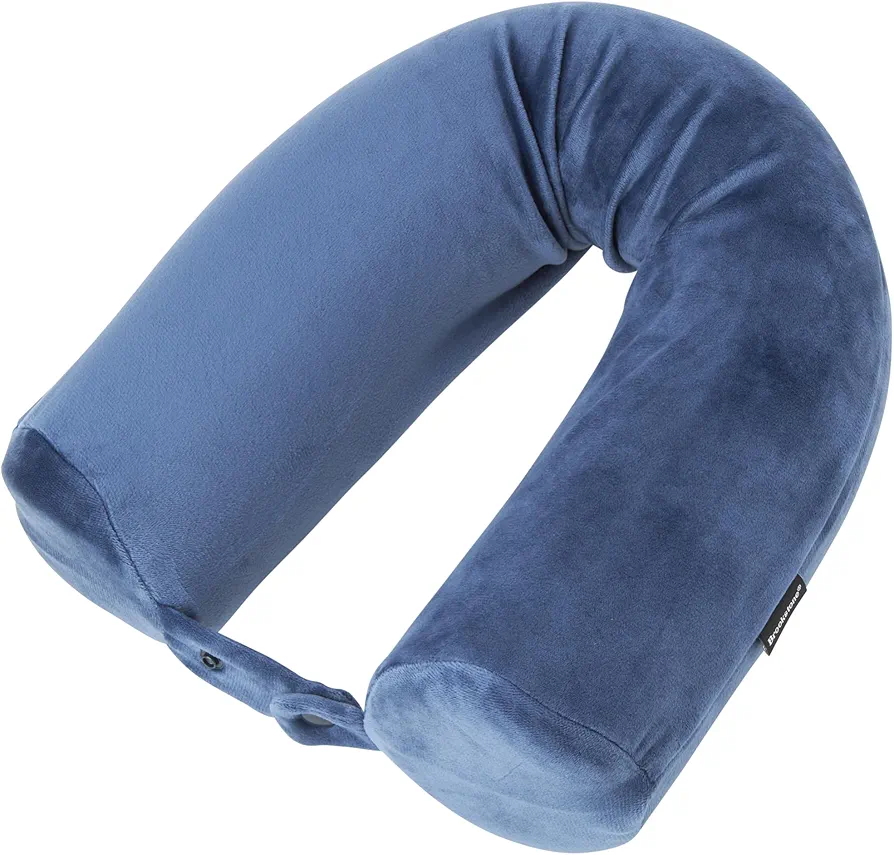 Brookstone Free-Form Memory Foam Twist Travel Pillow Adjustable, Roll Pillow for Neck, Chin, Lumbar, and Leg Support, Blue
