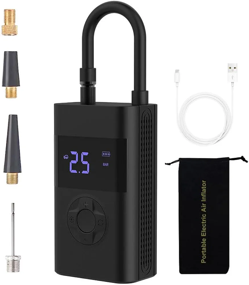 Car Tire Inflator Portable Air Compressor with LED Light Digital Display 150PSI 4000mAh Air Pump for Car,Motorcycle, Bike