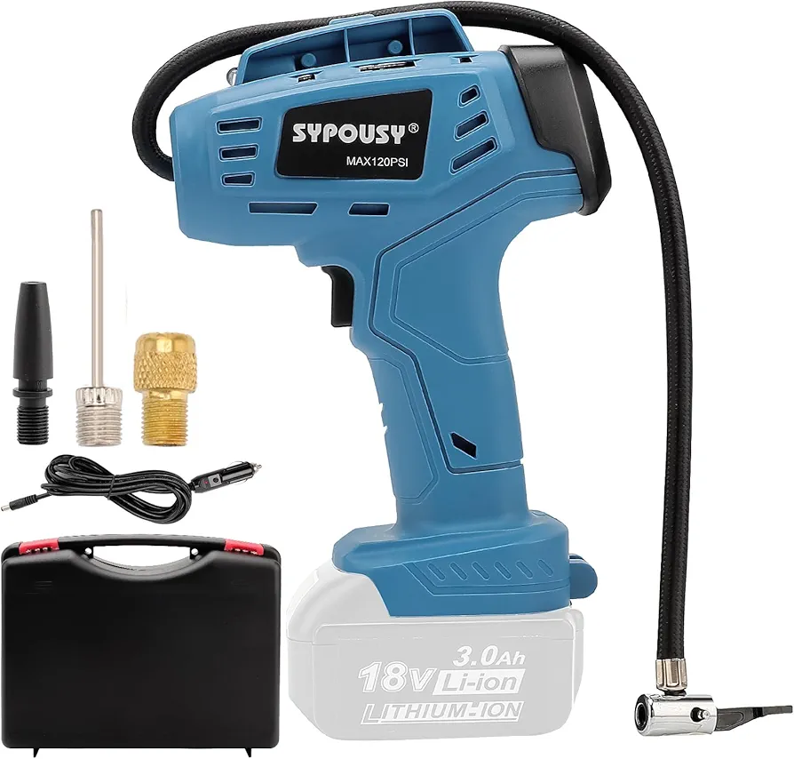 Cordless Tire Inflator Air Compressor, Portable Air Tire Pump,Faster Tire Inflator,Dual Power Supply Modes,Air Pump for Car Tires,E-Bike etc. (Pale Blue)
