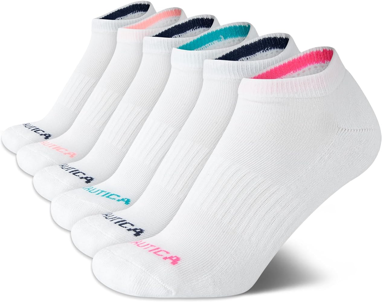 Nautica Women's Low Cut Cushioned Moisture Control Athletic Socks (6 Pack)