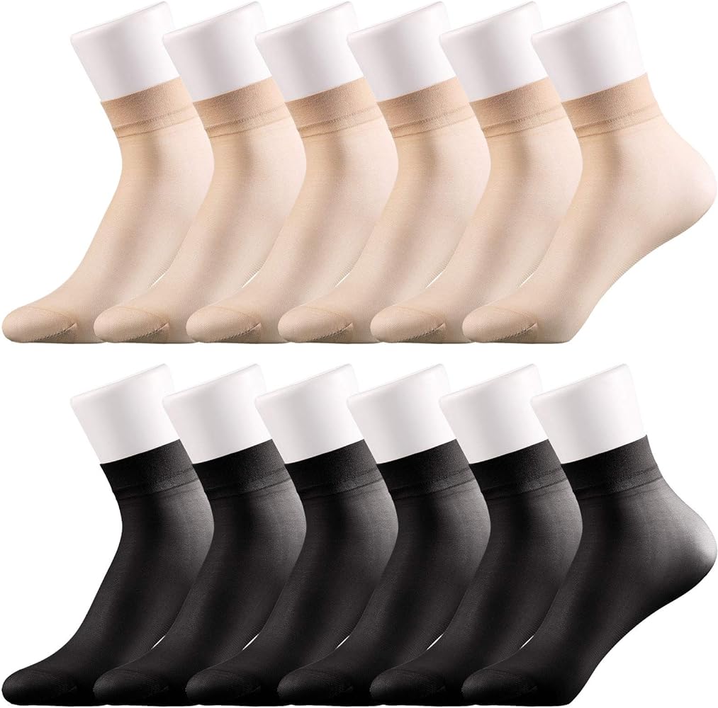 Syhood 12 Pairs Women Ankle High Sheer Socks Soft Silky Short Nylon Socks for Summer Gifts