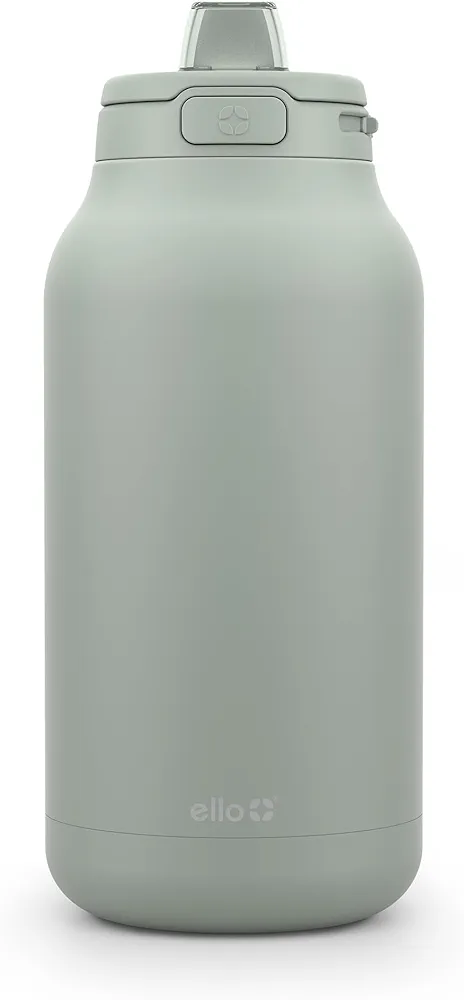 Ello Hydra 64oz Half Gallon Vacuum Insulated Stainless Steel Jug with Locking, Leak-Proof Lid and Soft Silicone Straw, Metal Reusable Water Bottle, Keeps Cold All Day