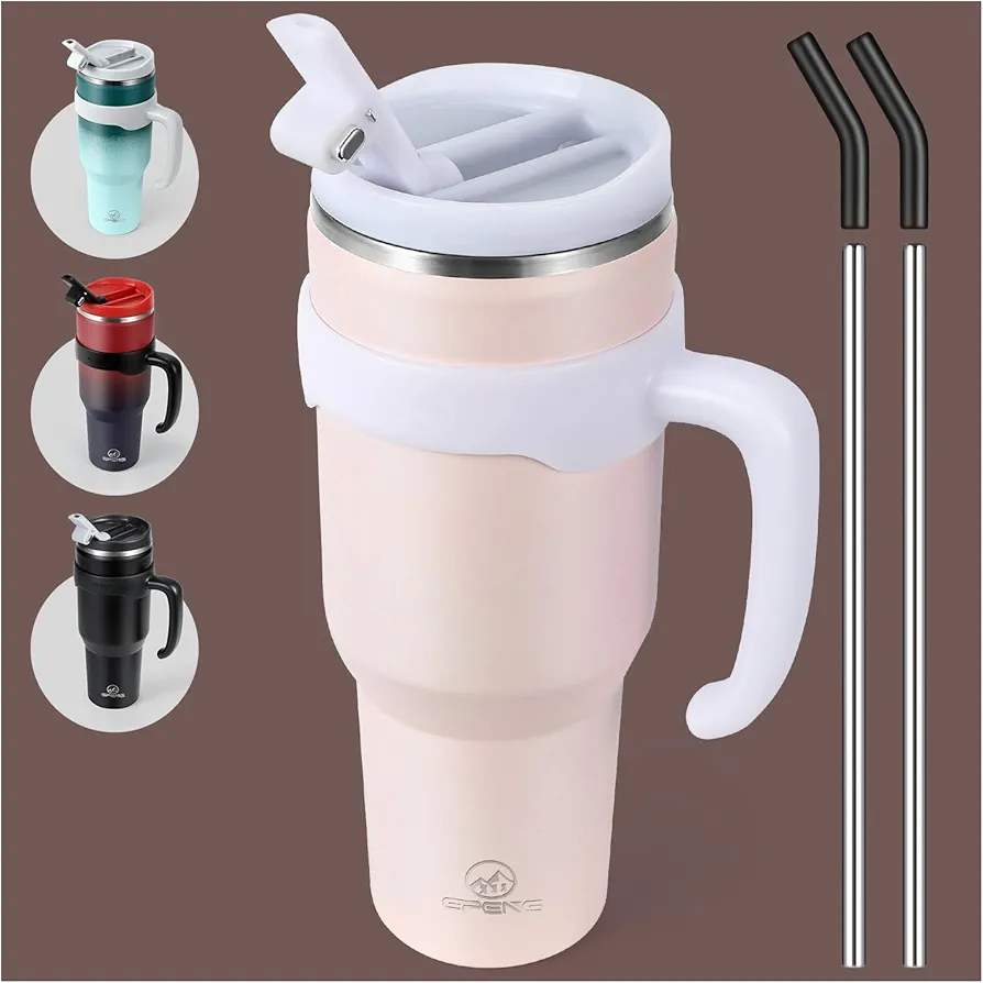 Gpeng 30 oz Stainless Steel Tumbler with Detachable Handle - Leakproof and Insulated Water Bottle, Versatile for Hot or Cold Drinks