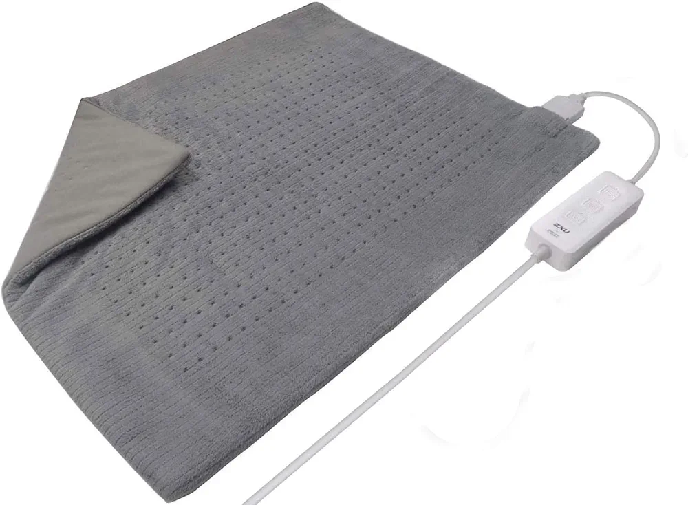 ZXU Heating Pad for Back Pain and Cramps Relief，19"x24" Large Electric Heated Pad for Shoulder,Neck, Knee, Leg,Moist Heat,2 hours Auto-Off Hot Heated Lap Pad，Machine Washable