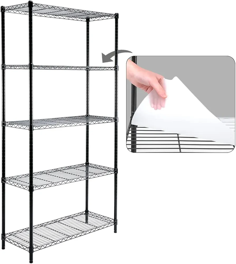 EFINE 5-Shelf Shelving Unit with Shelf Liners Set of 5, NSF Certified, Adjustable Heavy Duty Metal Wire Shelves, 350lbs Loading Capacity Per Shelf, Storage Rack(36W x 14D x 72H) Pole Diameter 1 Inch