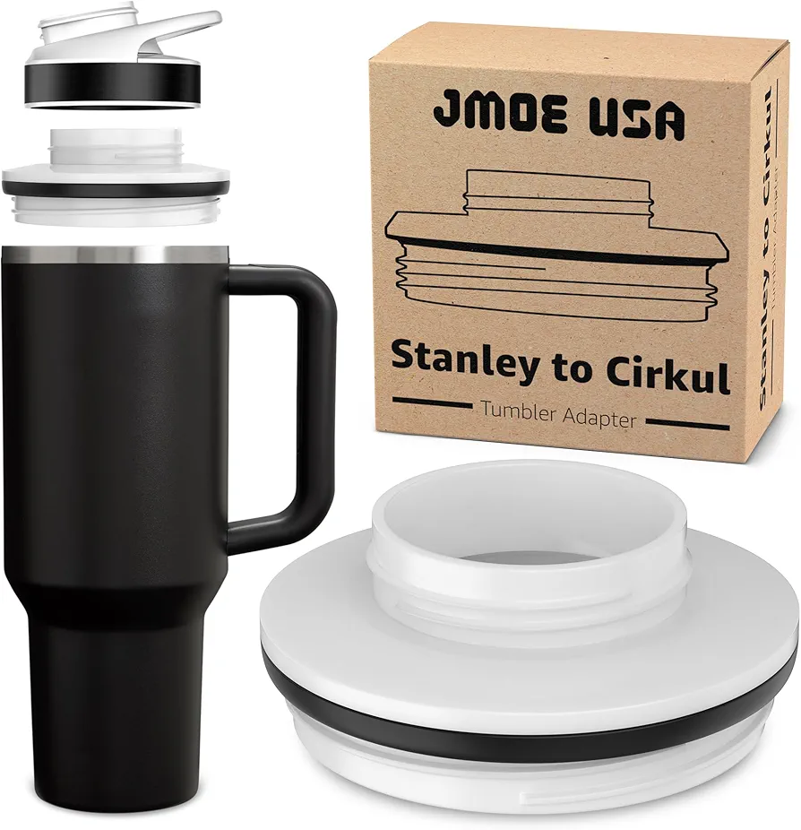 Jmoe USA Tumbler Adapter for Stanley to Cirkul | Use Your Flavor Cartridges with Your Tumbler | BPA Free Plastic, Food Grade Silicone | Fits 40oz & 64 oz Stanley Quencher H2.0 FlowState Tumblers