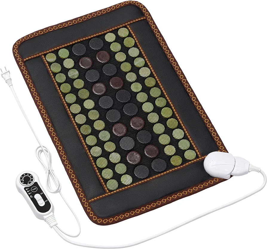 Far Infrared Heating Pad, Natural Jade and 2 Different Tourmaline Heating Pad, Electric Heating Pads for Back Neck Shoulders and Abdomen, Auto Shut Off Function,Christmas Gifts for Women Men