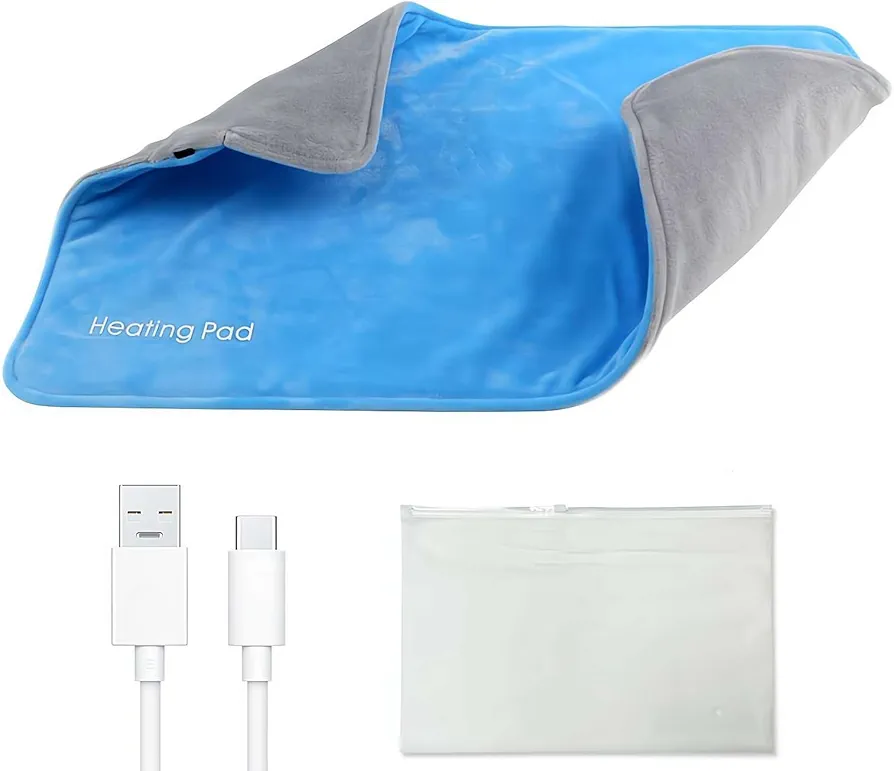 Portable 5V Electric Heat Pad for Pain Relief,USB Heating Pad,IPX7 Waterproof,Graphene Constant Temperature Heating Pad,10w Enengy Saving for Neck, Back, Shoulders, Abdomen Cramps (Blue)