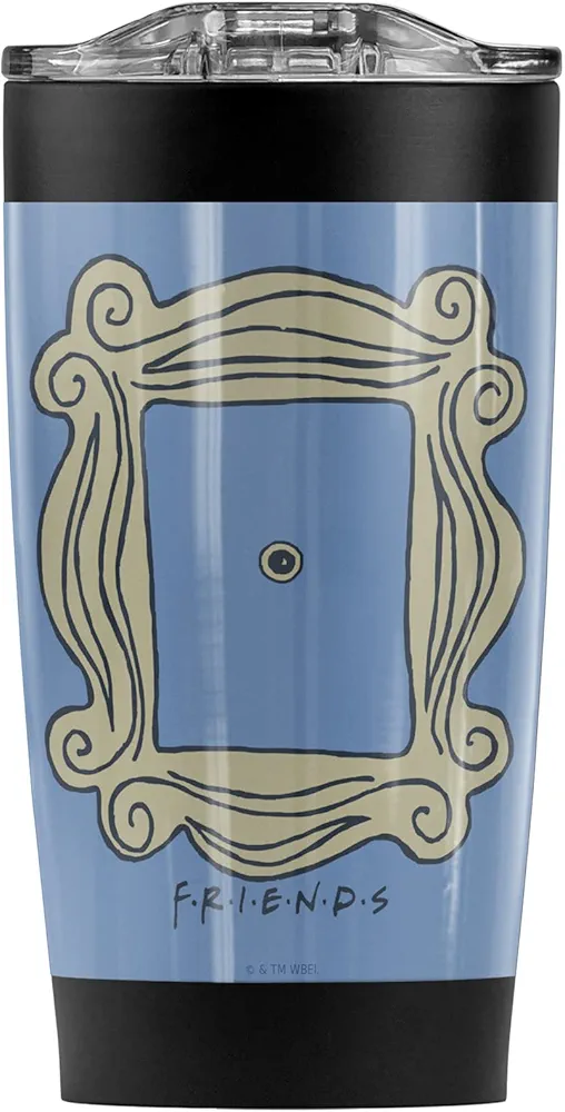 LOGOVISION Friends OFFICIAL The Gold Frame Stainless Steel Tumbler with Straw and Flip Lid 20 oz Travel Mug/Cup, Vacuum Insulated & Double Wall with Leakproof Dual Lid