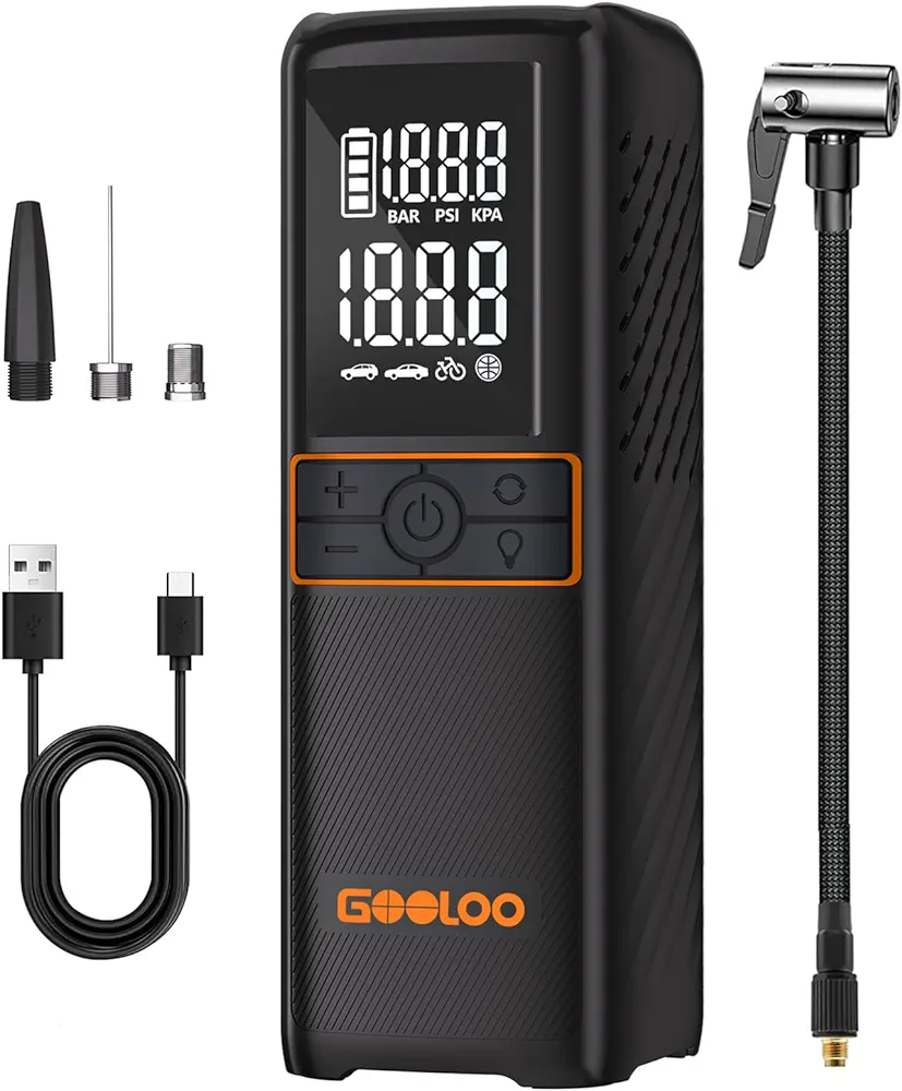 GOOLOO GT160 Tire Inflator Portable Air Compressor, 160PSI 3X Fast Portable Air Pump for Car Tires, 7500mAh Cordless Tire Pump with LED Light, USB Qucik Charge, Auto-Shutoff, for Car Motors Bike Ball