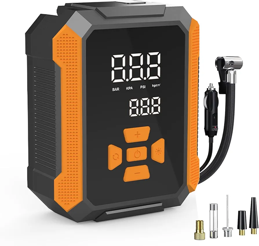 T&Jero 150PSI Wheel and Tire Inflator Portable Air Compressor, 12V DC Electric Air Pump with Digital Pressure Gauge for Car, Bike, Motorcycle and Ball