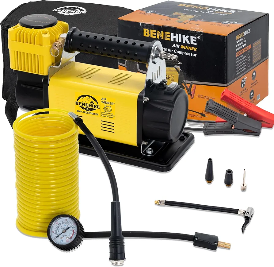 Air Compressor, 12V Portable Inflator 6.35 CFM, Offroad Air Compressor with Storage Bag, Air Pump Max 150PSI for Car, Truck, SUV Tires, 4x4 Vehicle, RV Tire