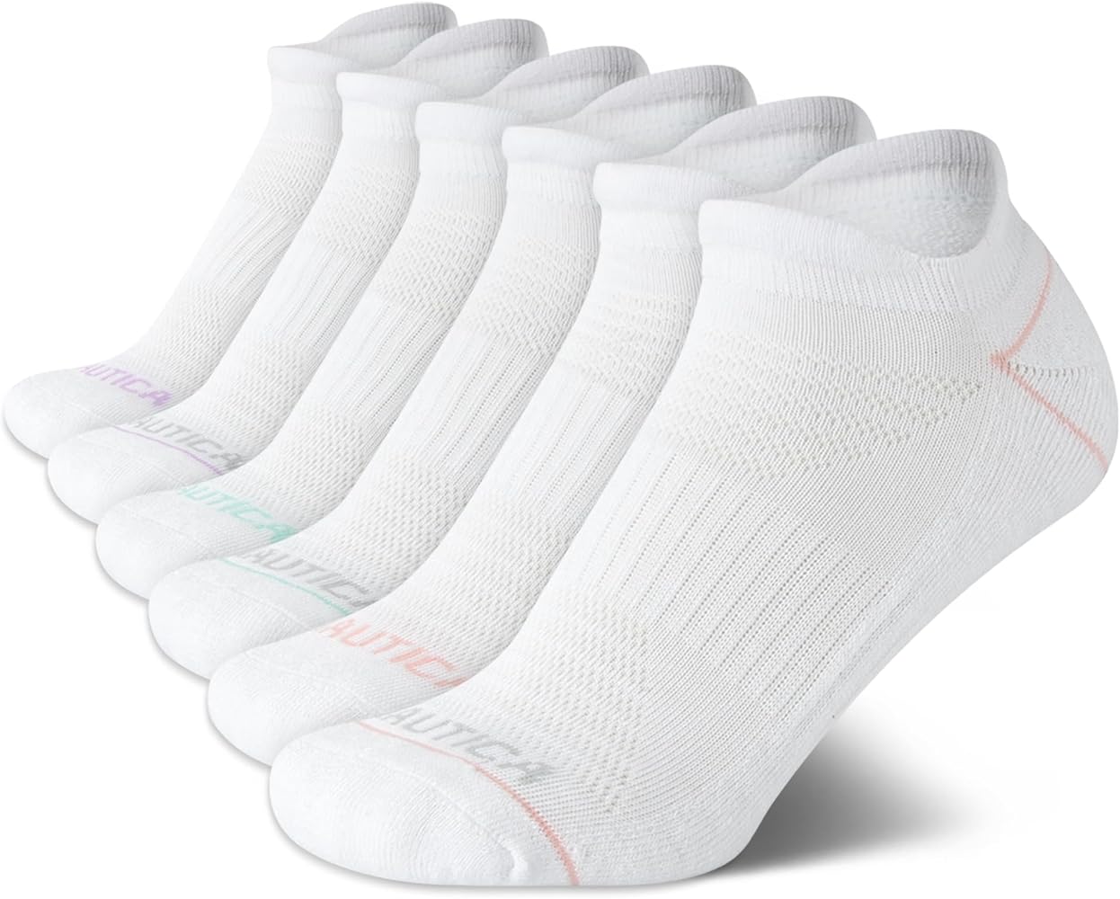 Nautica Women's Athletic Socks - 6 Pack Anti Blister Low Cut Tab Cushioned Ankle Socks - Arch Support Socks for Women (4-10)