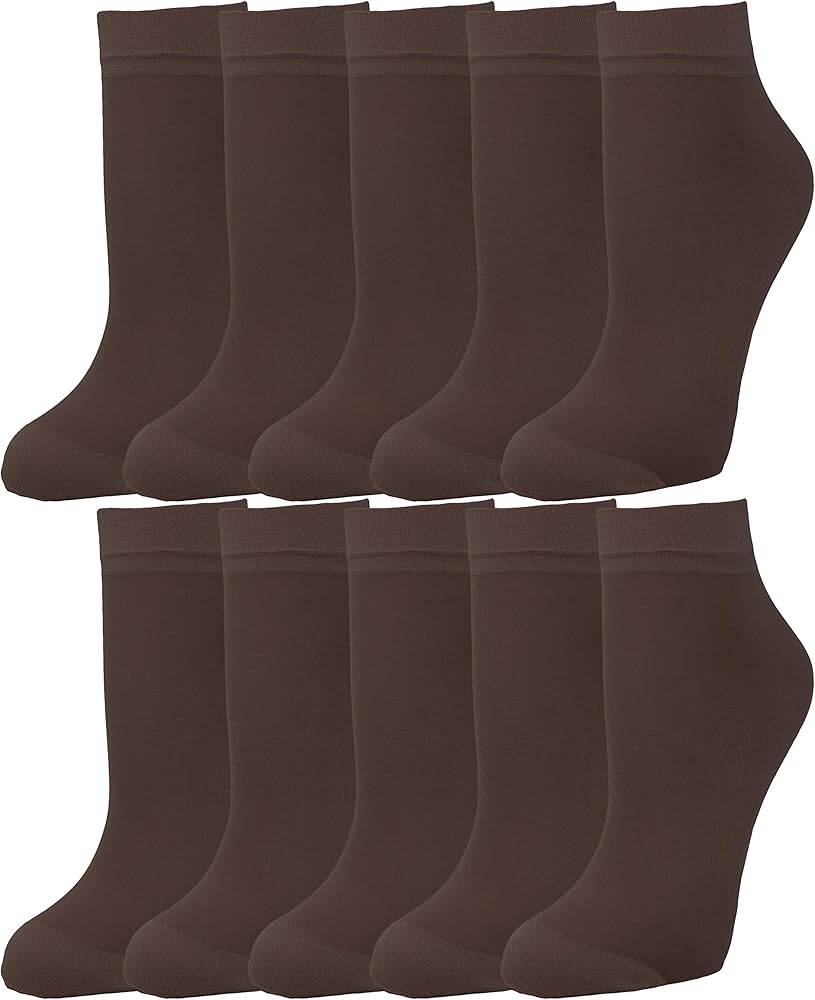 10 Pairs Women's Soft Pantyhose Sheer Ankle High Socks Hosiery