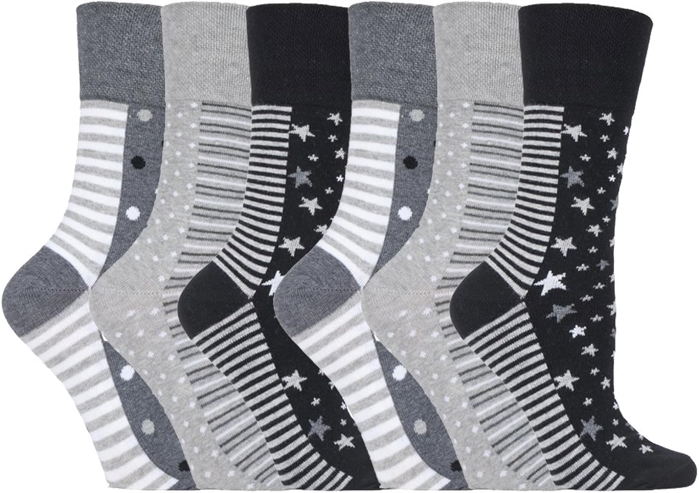 6 Pairs Ladies Non Elastic Loose top Casual Cotton Rich Plain Socks 4-9 us