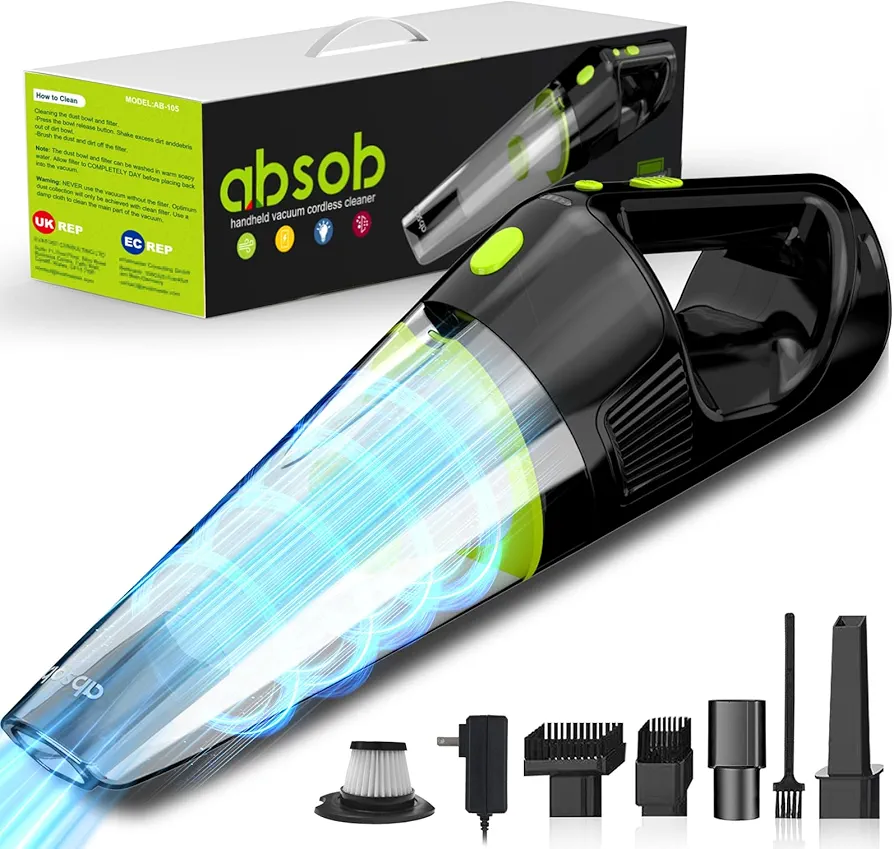 Cordless Handheld Vacuum, High Power Car Vacuum Cleaner, Lightweight Portable Rechargeable Hand Held Vacuums, Mini Car Vac for Home Pet and Car