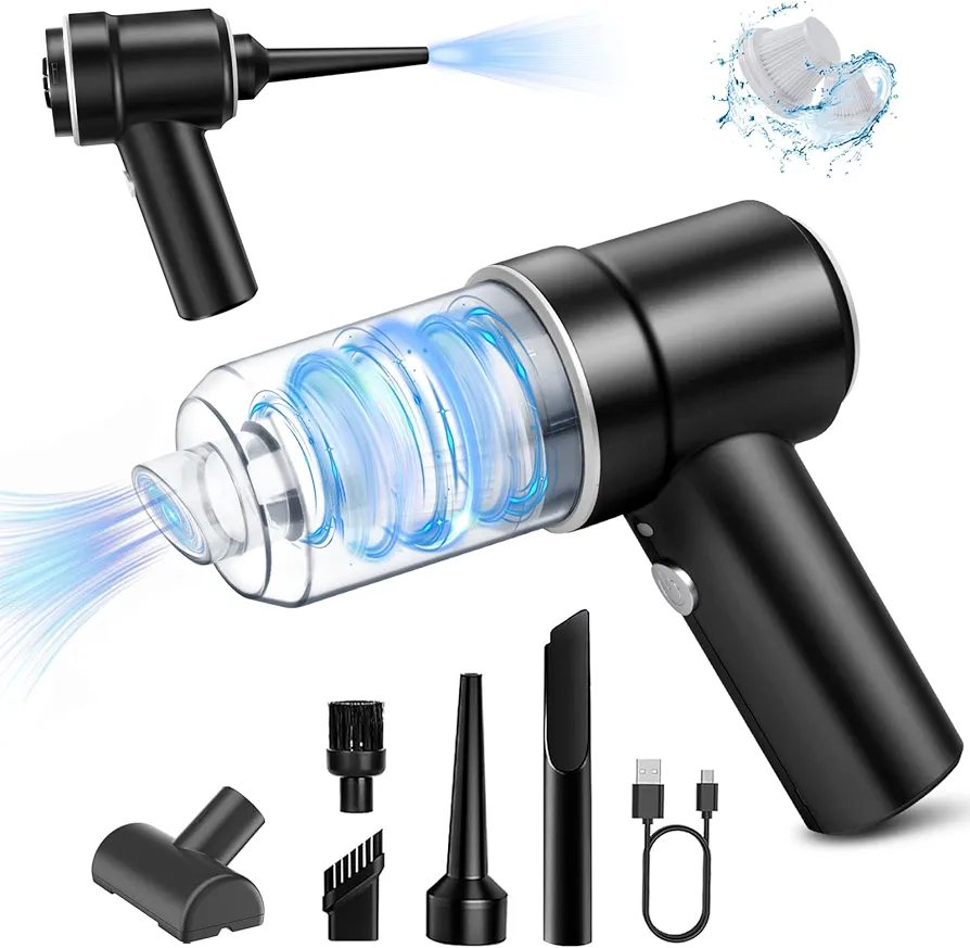 Handheld Vacuum Cordless, Mini Handheld Vacuum, Car Vacuum with LED, Electric Air Duster & Vacuum Cleaner 2 in 1 Rechargeable, Portable Vacuum Cleaner for Car/Home/Office