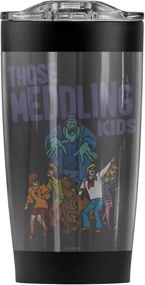 LOGOVISION Scooby Doo! OFFICIAL The Death Meddle Stainless Steel Tumbler with Straw and Flip Lid 20 oz Travel Mug/Cup, Vacuum Insulated & Double Wall with Leakproof Dual Lid