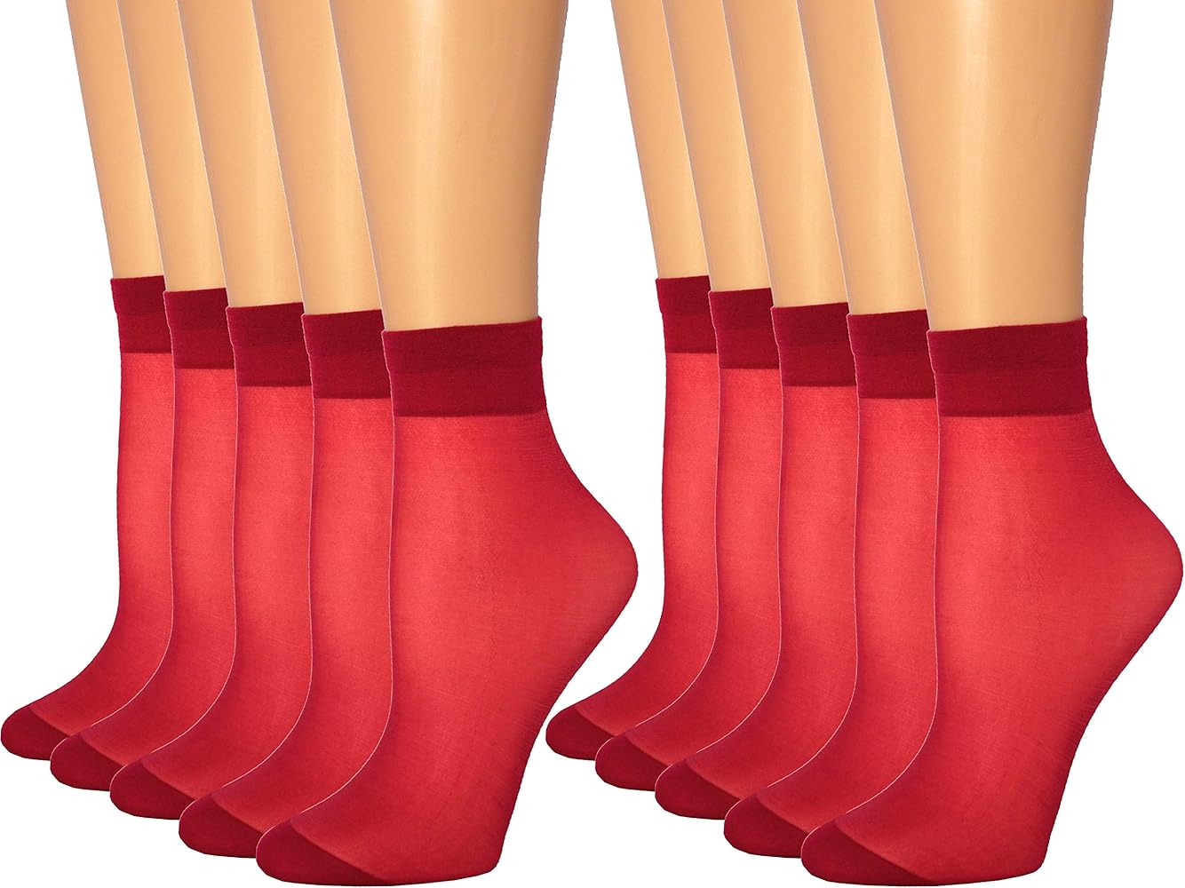 MALVA 10 Pairs Women's Ankle Low Cut Sheer Socks