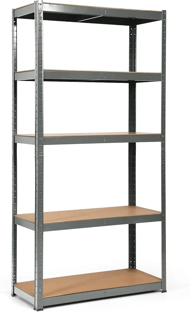 Giantex Storage Rack Shelving Unit Storage Shelf Steel Garage Utility Rack 5-Shelf Adjustable Shelves Heavy Duty Display Stand for Books, Kitchenware, Tools Bolt-Free Assembly 36"x 16"x 72”, Grey