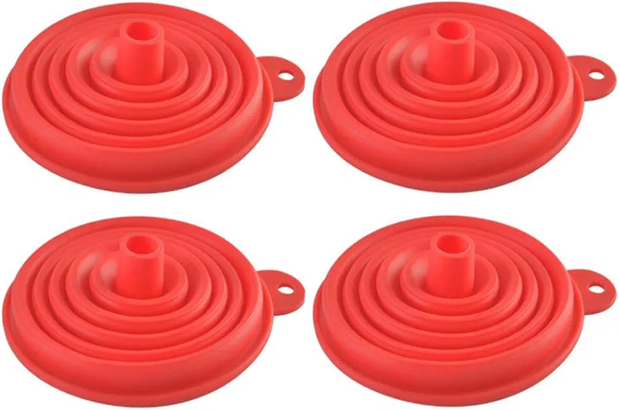 4 Pack Silicone Funnel Collapsible Kitchen Fold Heat Resistant Oil Water Liquid