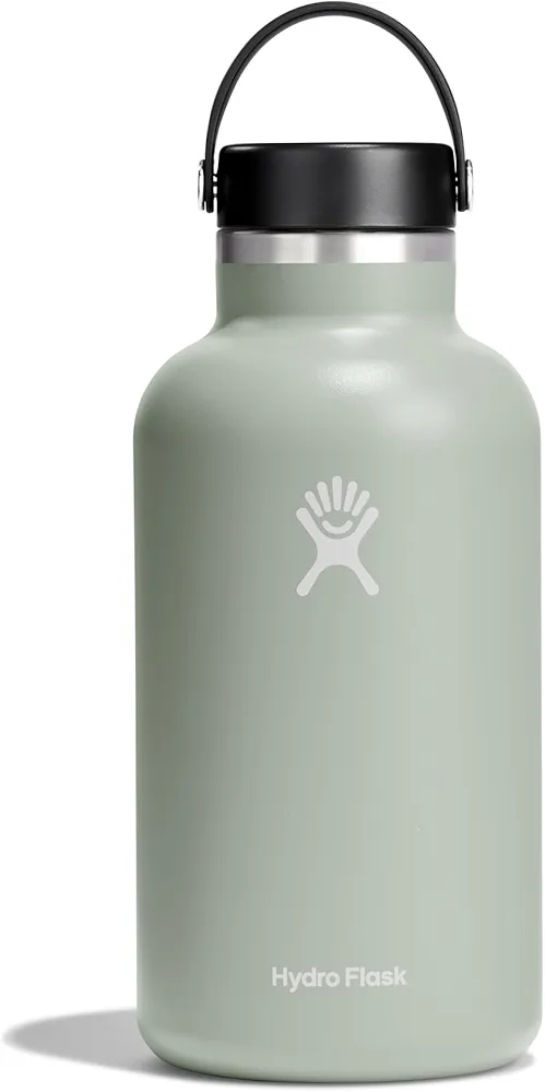 Hydro Flask Wide Mouth vacuum insulated stainless steel water bottle with leakproof closeable lid for cold water drinks, sports, travel, car and school
