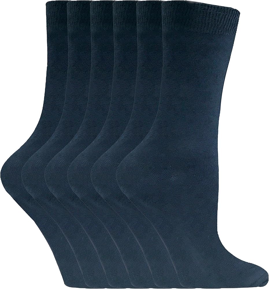 Sock Snob 6 Pairs Ladies Womens Casual Cotton Rich Solid Plain Color Dress Socks PL30