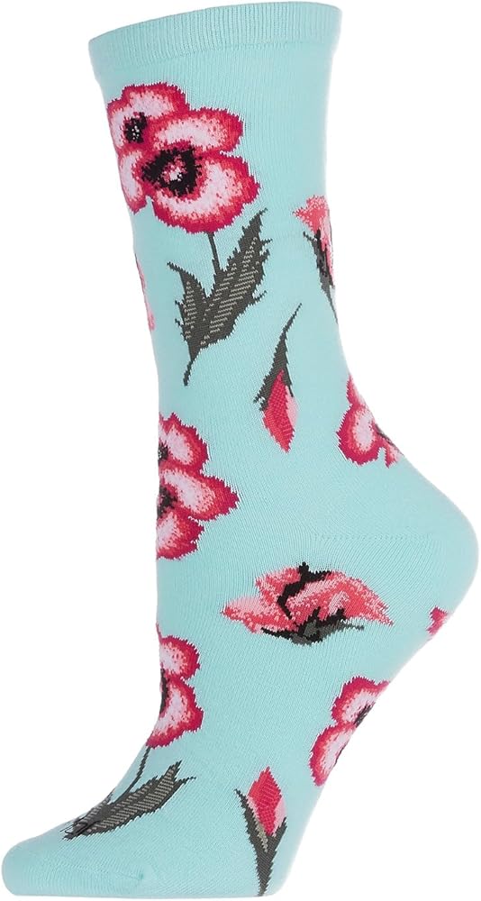 MeMoi Women's Pansy Limited Edition Cotton Blend Crew Sock