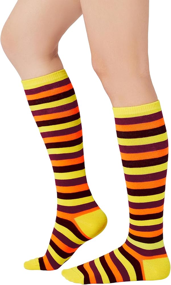 Century Star Knee High Socks Athletic Running Casual Compression Socks for Women Long Tube Socks with Triple Stripes