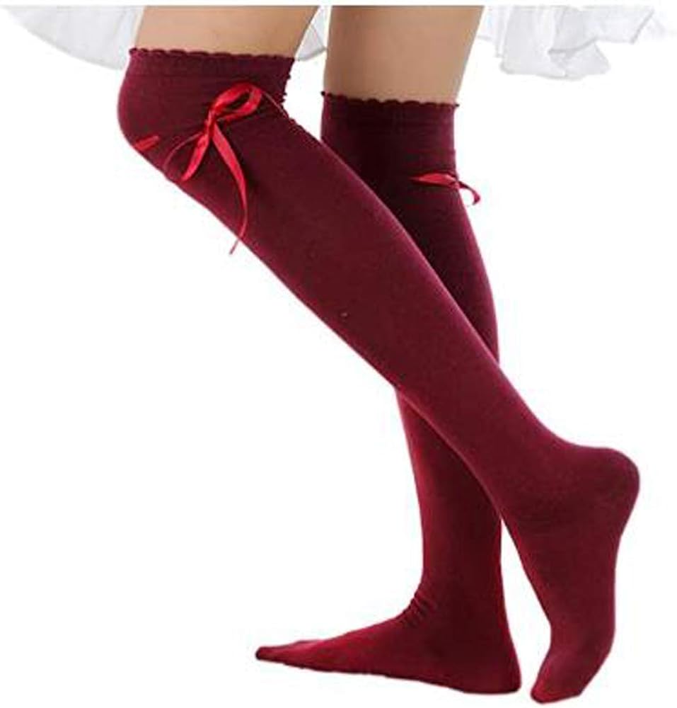 Women's Thigh High Socks Lolita Gothic Over Knee Stocking Lace Up Thigh Stockings PTK12N