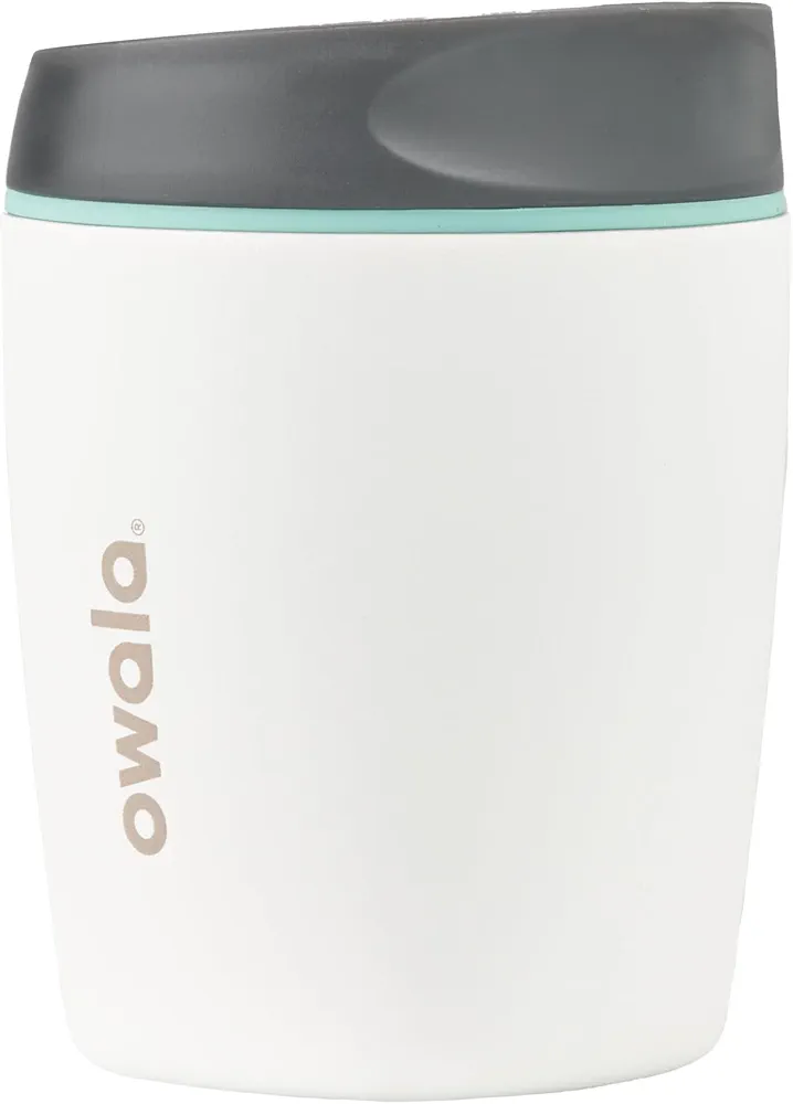 Owala SmoothSip Insulated Stainless Steel Coffee Tumbler, Reusable Iced Coffee Cup, Hot Coffee Travel Mug, Perfect for Cappuccino, BPA Free, 10 oz, Gray (Cloudscape)