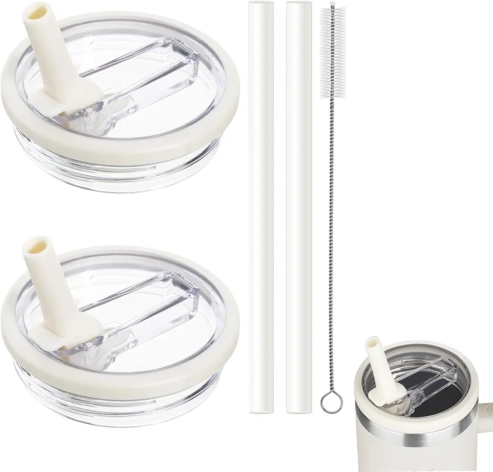 2Pcs 40 oz Tumbler Flip Straw Lid Replacement fit-stanley flip straw lid-stanley leak proof lid-Reusable Tumbler Cover for 40 oz Cup