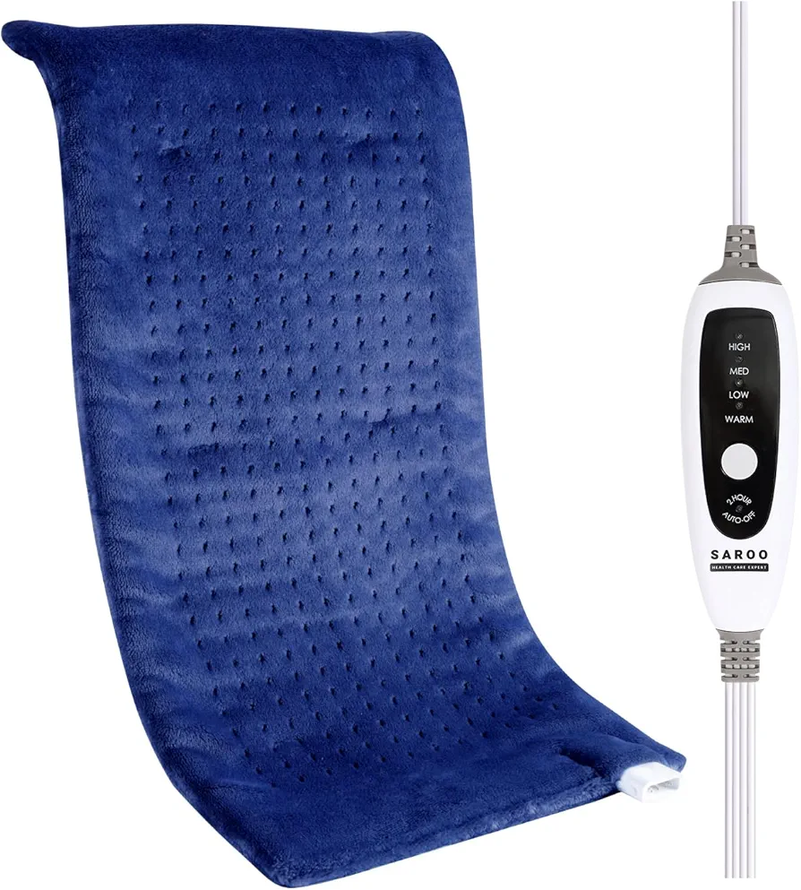 Heating Pad for Back,4lb Weighted Heating Pads for Pain Relief &Cramps,Gifts for Women, Men,12 * 24 King Size with 4 Heating Setting,2H Auto Off,Dry Moist Heat,Machine Washable,Dark Blue