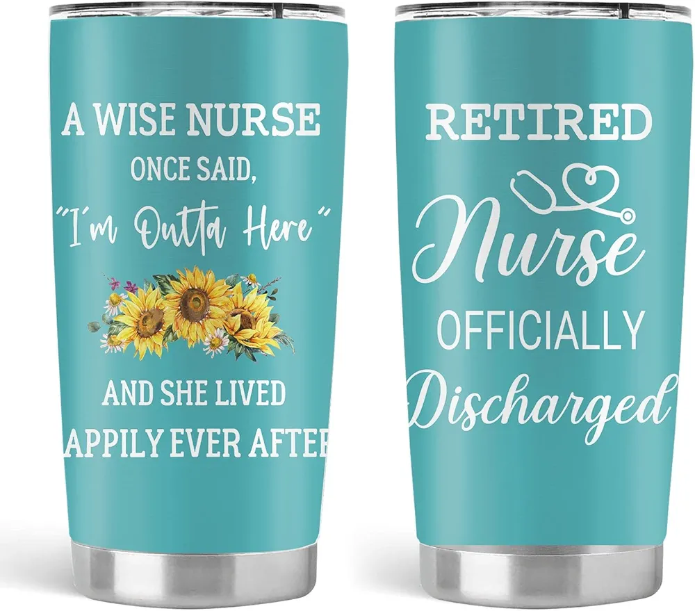 Nurse Retirement Gifts For Women,Nurse Retirement Tumbler 20Oz, Nurse Retirement Stainless Steel Insulated Tumbler with Lid and Straw