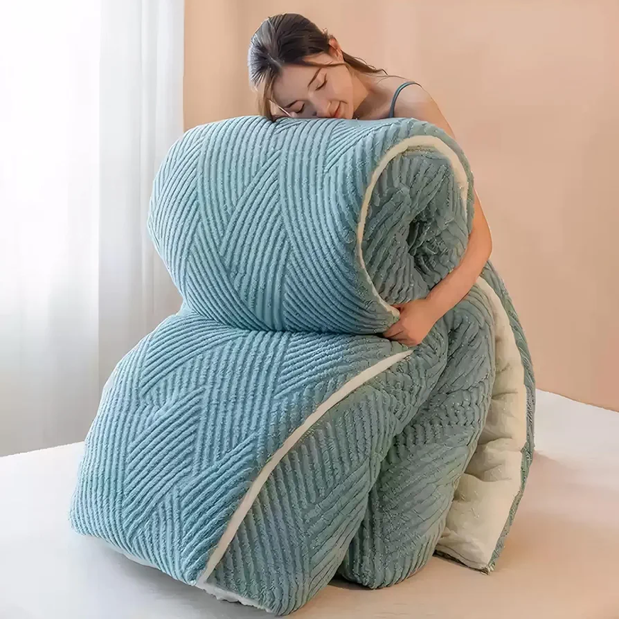 Thick Cozy Comforter Set Stay Warmth - Furry Comforter Set Queen Uniform Distribution - Jacquard Comforter Set Student Dormitory Single Quilt Core