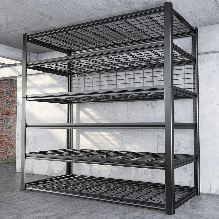 REIBII 84" H Garage Shelving, 6-Tier Garage Storage Shelves Heavy Duty Shelving Loads 3500LBS, 48" W Adjustable Garage Shelves Metal Shelving Storage Shelf Industrial Shelving 84" H x 48" W x 20" D