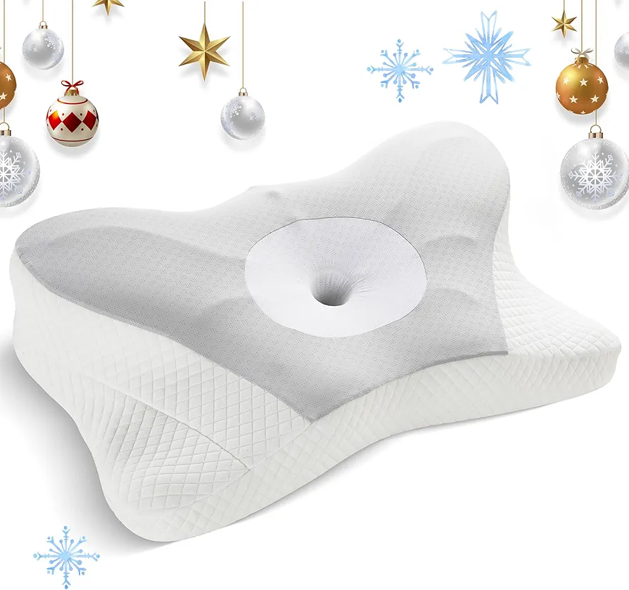 Simple Deluxe Cervical Pillow for Neck & Shoulder Support, Ergonomic Memory Foam Contour Orthopedic Pillows with Pillowcase for Side/Stomach/Back Sleeper Bed Sleeping, Odorless for Pain Relief, Grey