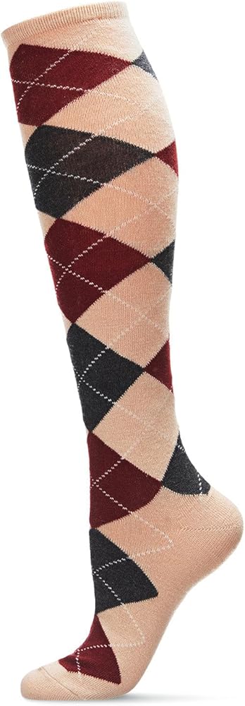 MeMoi Women's Soft Argyle Shades Cashmere Blend Knee High Socks