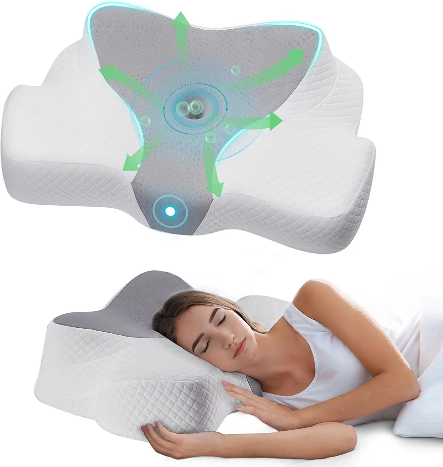 Cervical Pillow, Cervical Neck Pillow for Bed, Ergonomic Memory Foam Pillows for Sleeping with Washable Pillowcase, Suitable for Side Back Stomach Sleepers (Y-Shaped)
