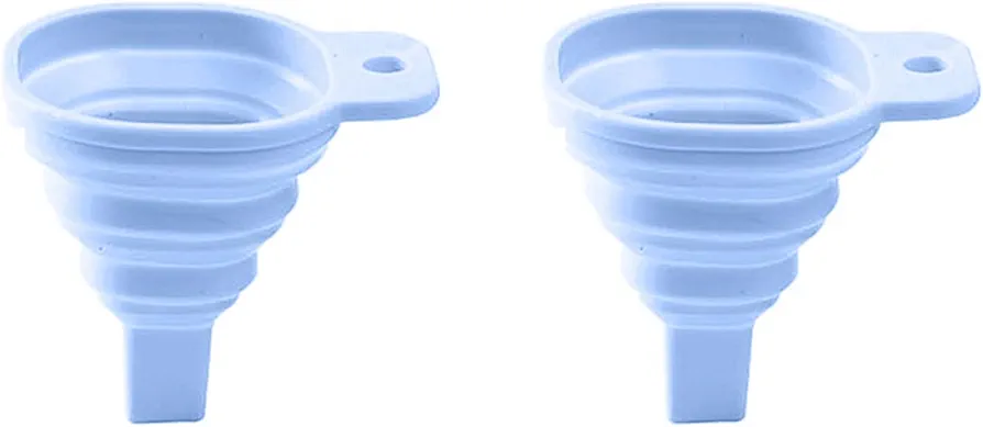 GaRcan 2X Novelty Silicone Folding Funnel Telescopic Long Collapsible Style Funnels Blue