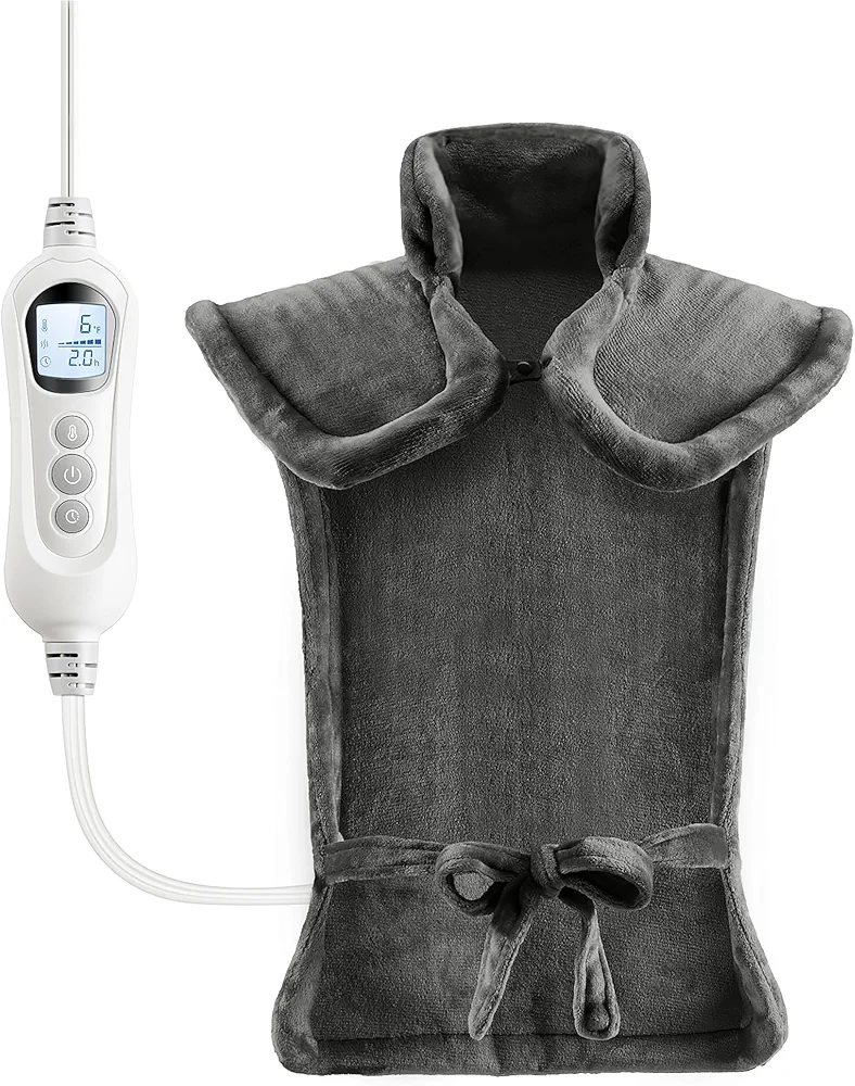 Heating Pad for Neck, Christmas Gifts for Women, Deeper Pain Relief and Fast Heating Wrap Heating Pads for Shoulders and Back, Birthday Gifts for Mom Men Dad Wife, ETL Certified, Gray