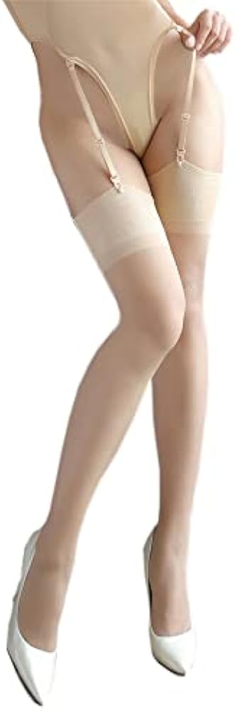 KFFYEYE Ultra Thin Sheer Thigh High Rib Silky Control Top Tight, Ultra Shimmery Footed Top Stockings