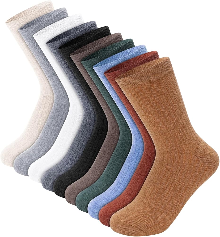 10 Pairs Womens Cotton Crew Socks Soft Casual Above Ankle Socks Colorful Athletic Stretch Socks for Women Ladies Girls